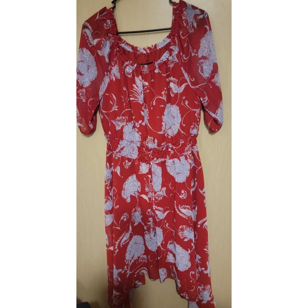 Tommy Hilfiger Sheer Dress Size 8 Classic Red White & Blue Floral Print